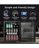 Cowsar 24 Bottle Wine Cooler/Cabinet Beverage Refrigerator Small Mini Wine Cellar Beer Soda Clear Glass Door Bar Fridge Quiet Operation Compressor Adj