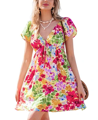 Cupshe Women's Bright Garden Floral Mini Beach Dress