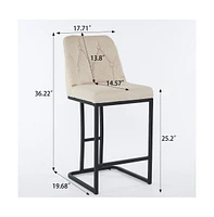 Set of 2 Modern Upholstered Bar Stools with Tufted Backrest and Sturdy Metal Frame for Kitchen Island, Home Bar, Dining Room-The Pop