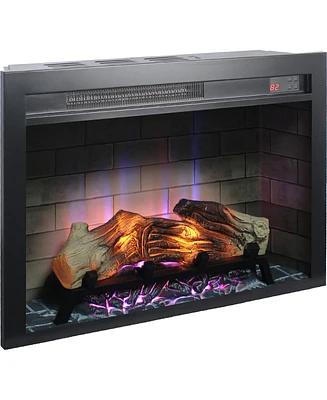 28 inch Electric Fireplace Insert, multicolored flames