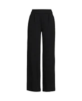 Lands' End Petite Sport Knit High Rise Pleated Wide Leg Pants