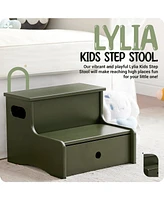 Kings Brand Furniture Wooden Toddler Step Stool for Kids with Storage Bedroom, Bathroom & Kitchen