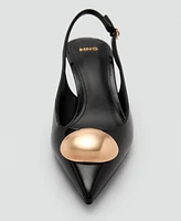 Mango Women's Metallic Detail Kitten-Heel Shoes