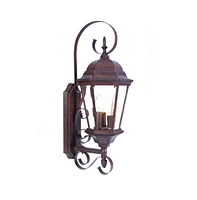 Three Light Dark Brown Swing Arm Lantern Wall Light