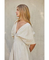 Crescent Women's Amiee Pleated Linen Maxi Dress