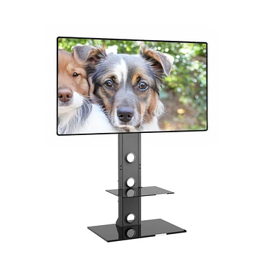 ProMounts Premium Swivel Tv Stand Mount for 37”-72” Screens with Shelving, Holds up to 110 Lbs