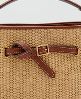 Mango Women's Buckle Detail Canvas Bucket Bag