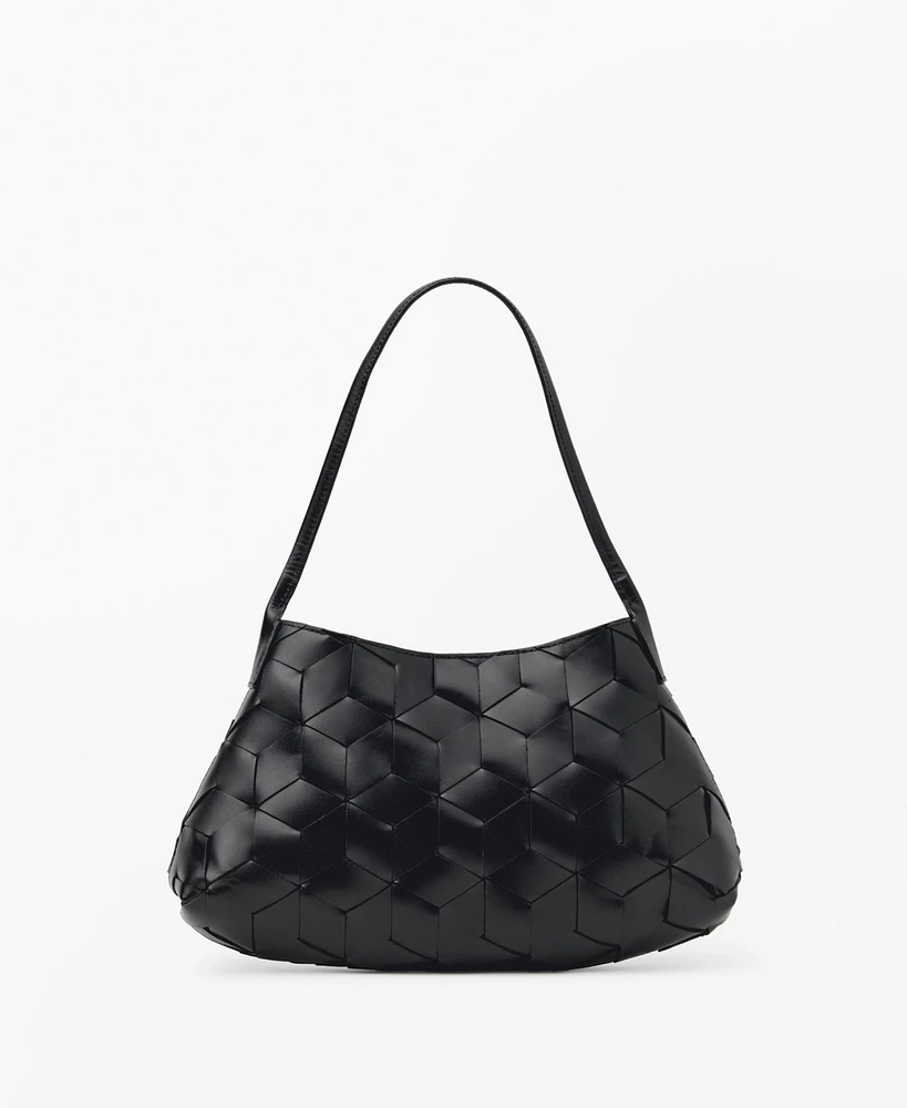 Mango Women's Braided Leather Shoulder Bag
