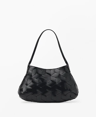 Mango Women's Braided Leather Shoulder Bag