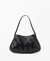 Mango Women's Braided Leather Shoulder Bag