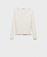 Mango Women's Combined V-Neck Knitted Cardigan Sweater