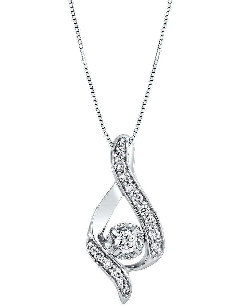 Diamond Ribbon Pendant Necklace (3/8 ct. t.w.) 14k White or Yellow Gold