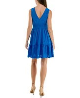 Taylor Women's Eyelet-Embroidered Tiered Fit & Flare Dress