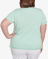 Alfred Dunner Plus Rise and Shine Lemon Printed Striped Top