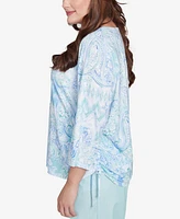 Alfred Dunner Plus St. Thomas Island Mint Paisley Ruched Side Top