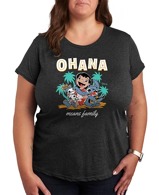 Hybrid Apparel Plus Lilo Stitch Ohana Means Family Graphic T-Shirt