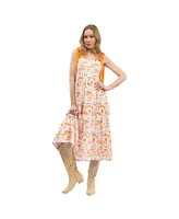 Smith & Quinn Women's Orange Tennessee Volunteers Tied Shoulder Tiered Maxi Dress