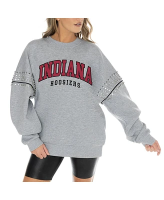 Gameday Couture Women's Heather Gray Indiana Hoosiers Competitive Edge Oversized Fleece Pullover Sweatshirt