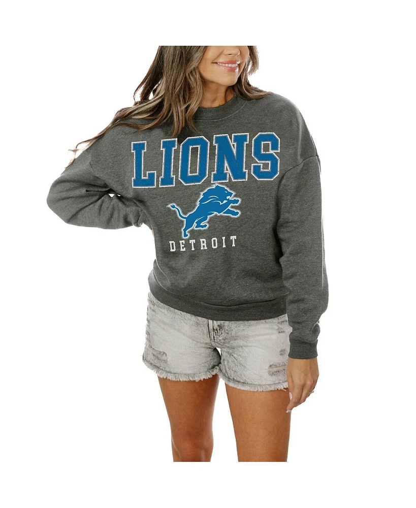 Gameday Couture Women's Charcoal Detroit Lions Bring The Energy Pullover Sweatshirt