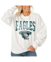 Gameday Couture Women's White Philadelphia Eagles Oversized Line Pullover Sweatshirt