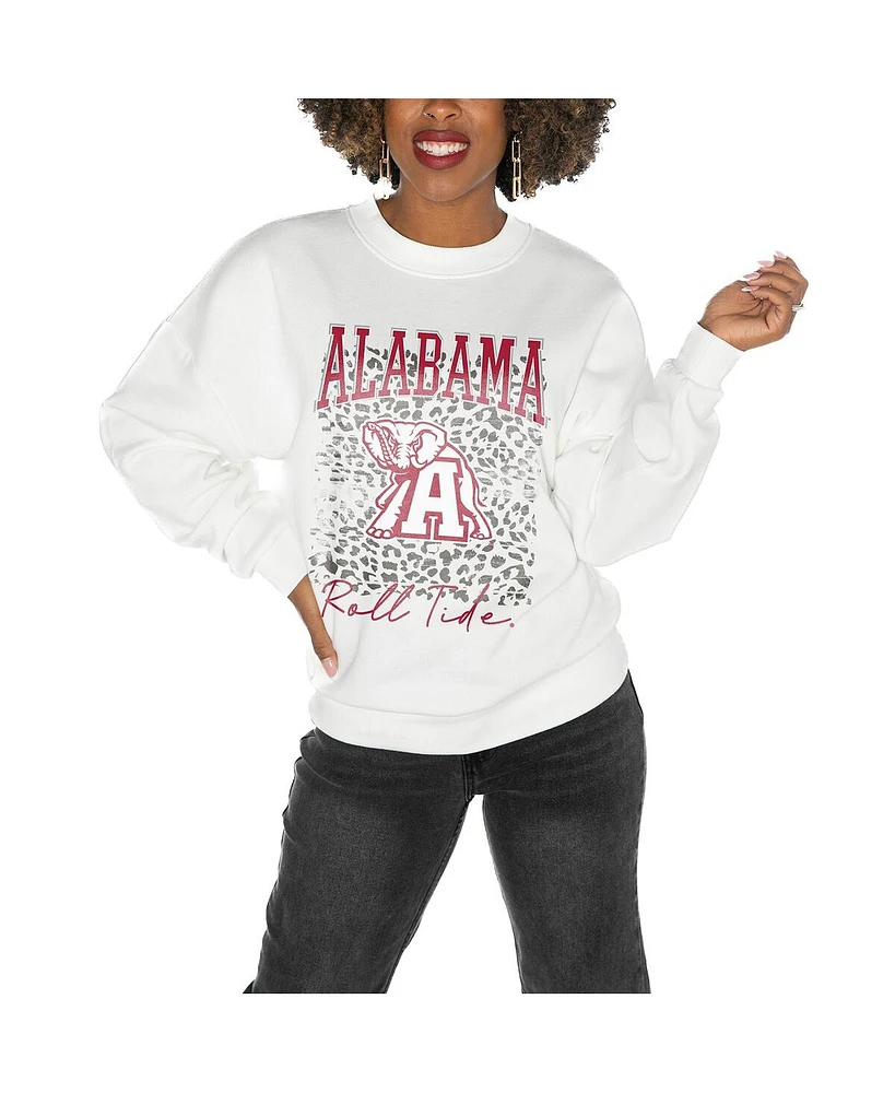 Gameday Couture Women's White Alabama Crimson Tide Drop Shoulder Fleece Pullover Sweatshirt