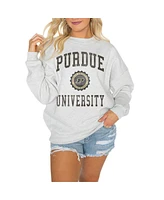 Gameday Couture Women's Steel Purdue Boilermakers Good Vibes Premium Fleece Drop Shoulder Pullover Sweatshirt