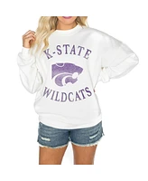 Gameday Couture Women's White Kansas State Wildcats Good Vibes Premium Fleece Drop Shoulder Pullover Sweatshirt