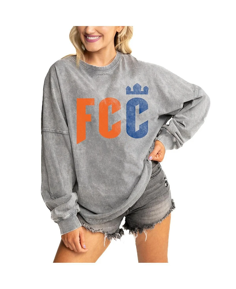 Gameday Couture Women's Gray Fc Cincinnati Faded Wash Pullover Sweatshirt