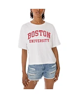 Gameday Couture Women's White Boston University Claim To Fame Boxy Cropped T-Shirt