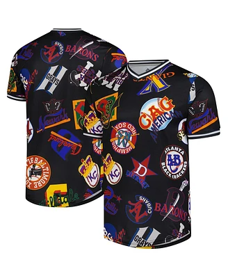 Stitches Men's Black Negro League Baseball Allover Print V-Neck Jersey