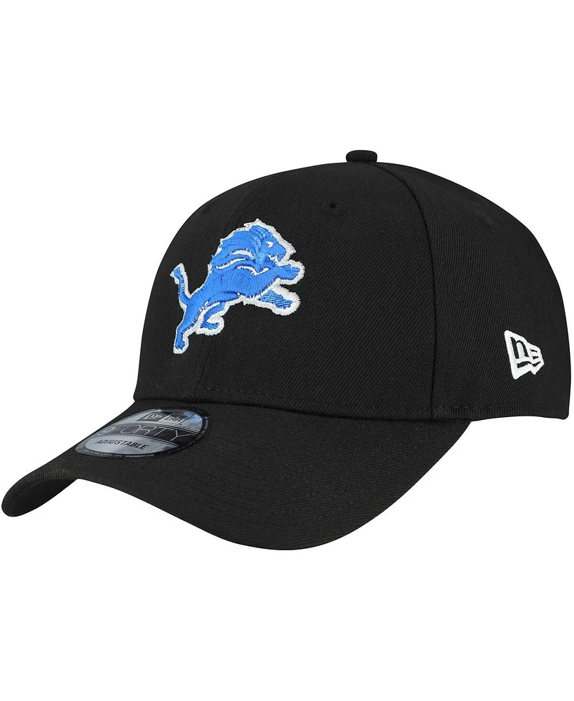 New Era Men's Black Detroit Lions Primary Logo 9FORTY Adjustable Hat