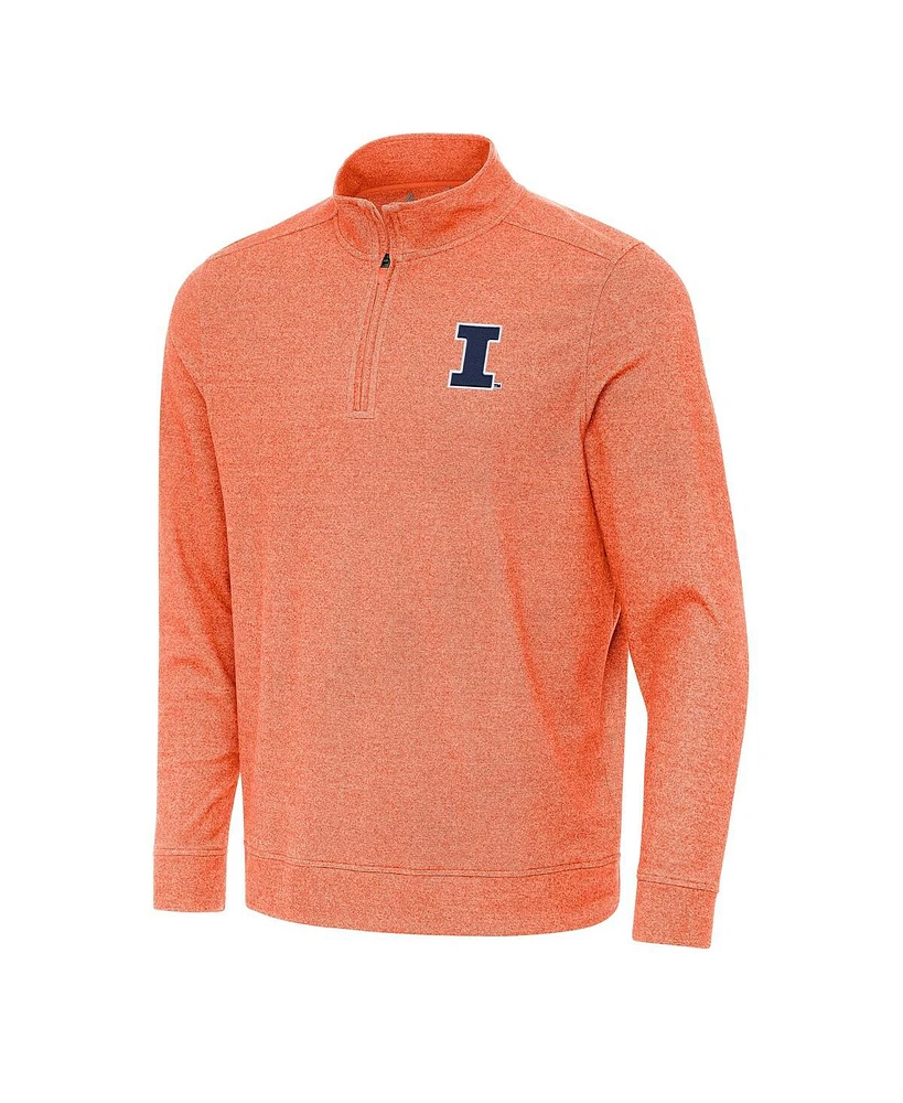 Antigua Men's Heather Orange Illinois Fighting Illini Subtle Quarter-Zip Sweatshirt