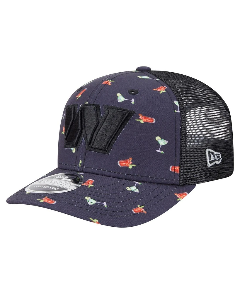 New Era Men's Navy/Black Washington Commanders Adventure Drinks Pattern 9SEVENTY Stretch-Snap Hat