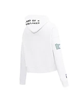 Pro Standard Women's White Minnesota Timberwolves 2024/25 City Edition Chenille Applique Cropped Pullover Hoodie