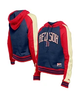 New Era Women's Navy Boston Red Sox Throwback Cropped Raglan Pullover Hoodie
