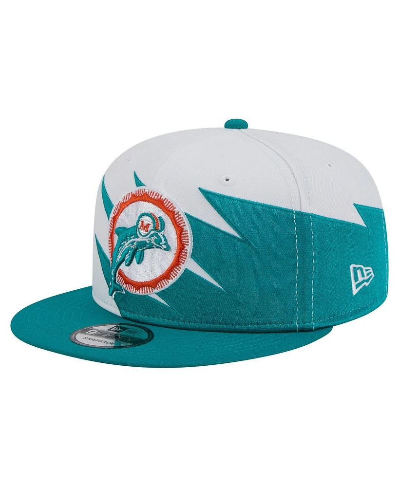 New Era Men's Aqua Miami Dolphins Throwback Jagged 9FiFTY Snapback Hat