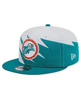 New Era Men's Aqua Miami Dolphins Throwback Jagged 9FiFTY Snapback Hat