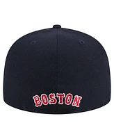 New Era Men's Navy Boston Red Sox Overlap 59FIFTY Fitted Hat