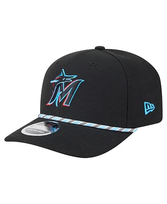New Era Men's Black Miami Marlins Multi-Rope 9SEVENTY Stretch-Snap Hat