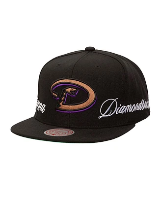Mitchell & Ness Men's Black Arizona Diamondbacks Just Don x Mlb Lux Script Snapback Hat