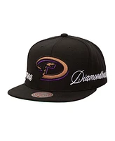 Mitchell & Ness Men's Black Arizona Diamondbacks Just Don x Mlb Lux Script Snapback Hat