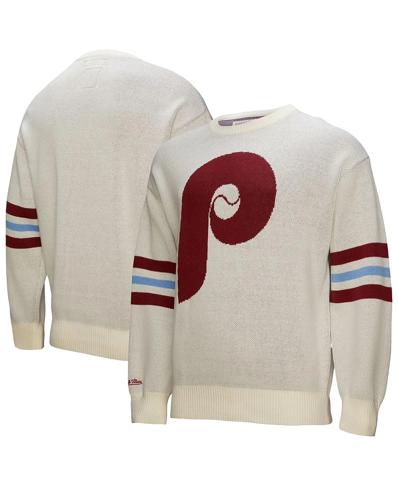 Mitchell & Ness Men's Cream Philadelphia Phillies Retro Pullover Sweater