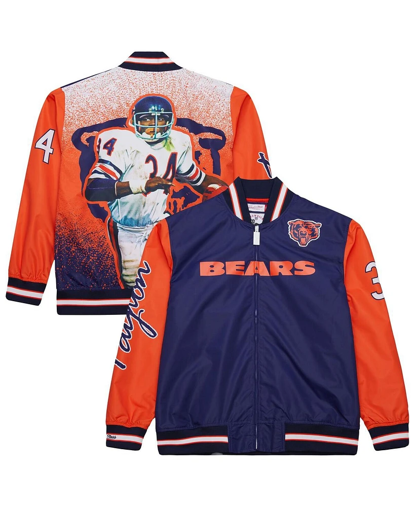 Mitchell & Ness Men's Walter Payton Navy Chicago Bears Retired Player Graphic Full-Zip Satin Jacket