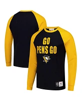 Mitchell & Ness Men's Black/Gold Pittsburgh Penguins Legendary Slub Raglan Long Sleeve T-Shirt