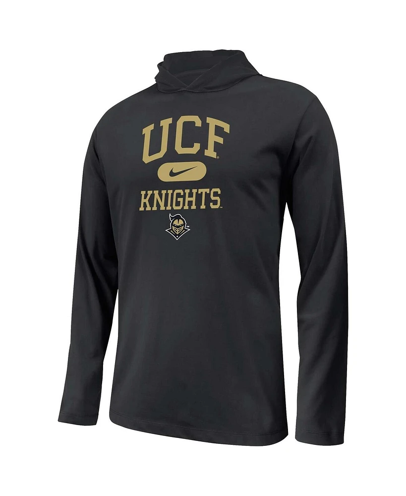 Nike Big Boys and Girls Black Ucf Knights Stacked Logo Hoodie Long Sleeve T-Shirt