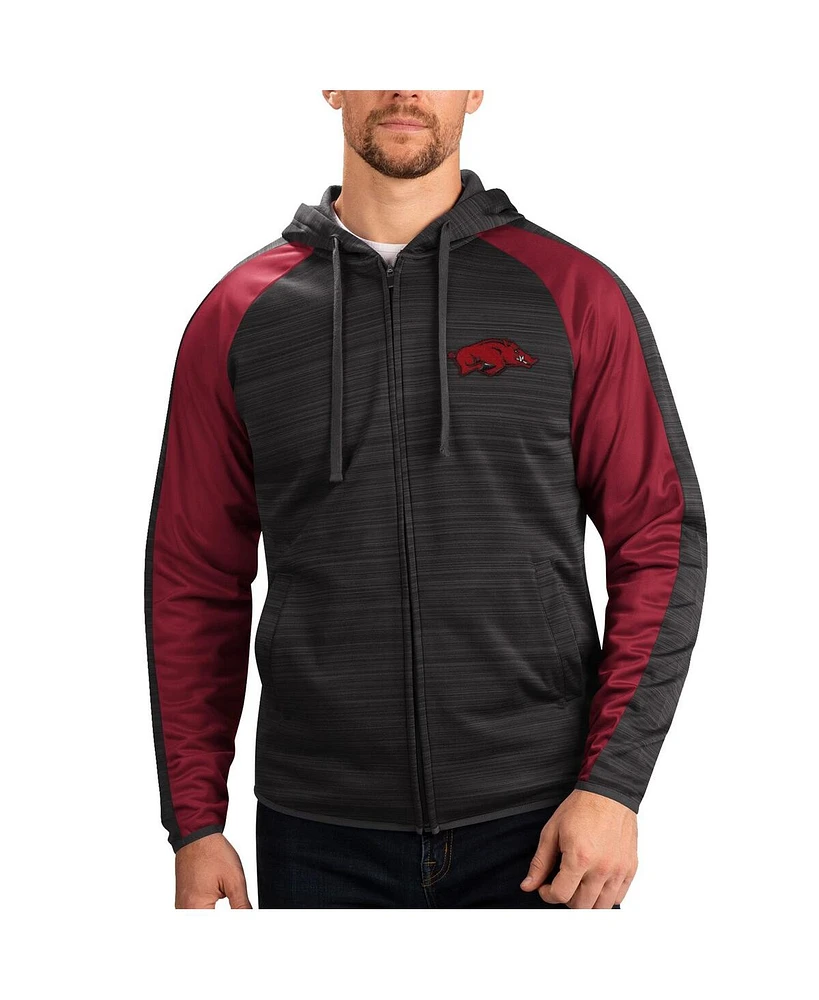 G-iii Sports by Carl Banks Men's Black Arkansas Razorbacks Neutral Zone Raglan Full-Zip Track Hoodie Jacket
