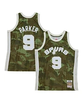 Mitchell & Ness Men's Tony Parker Camo San Antonio Spurs Hardwood Classics 2000/01 Ghost Green Swingman Jersey