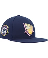 Mitchell & Ness Men's Navy New Jersey Nets 35 Years Burnt Sunrise Fitted Hat