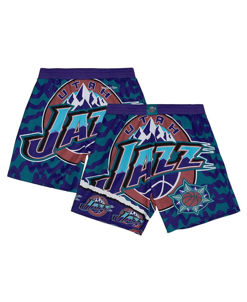 Mitchell & Ness Men's Turquoise/Purple Utah Jazz Jumbotron 2.0 Sublimated Shorts