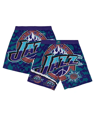 Mitchell & Ness Men's Turquoise/Purple Utah Jazz Jumbotron 2.0 Sublimated Shorts